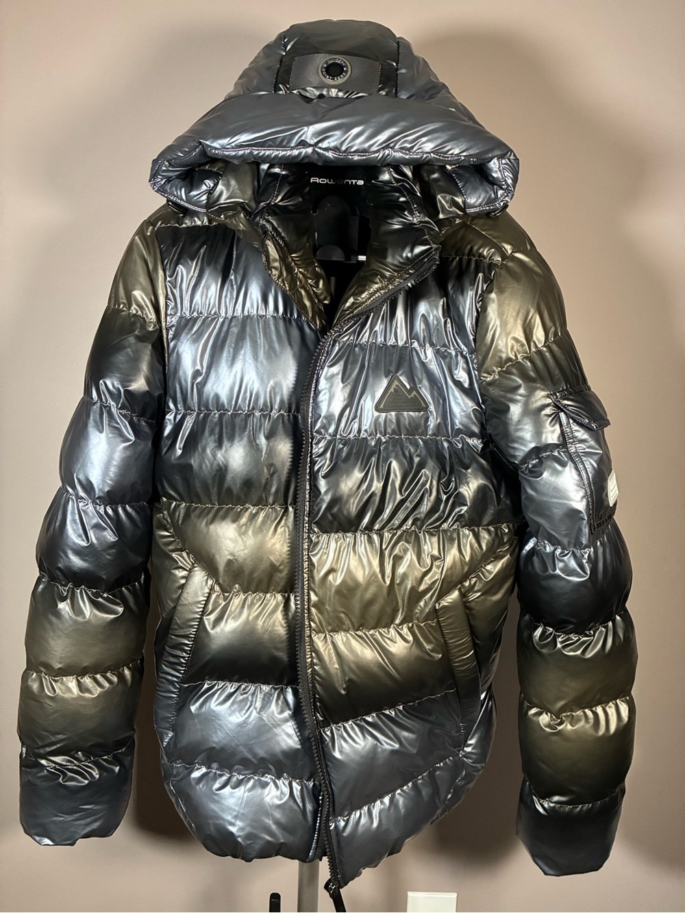 Point Zero Men's Metallic Black/Ombre Puffer Jacket with Hood